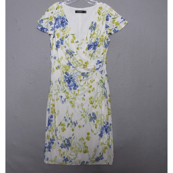 Lauren Ralph Lauren Dresses & Skirts - Lauren Ralph Lauren Dress 10 Floral Faux Wrap Ruche Surplice Classic Style